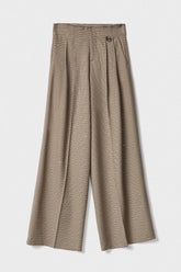 Pantalone gamba dritta tessuto quadretto GAELLE PARIS GAABW06876 - Beige